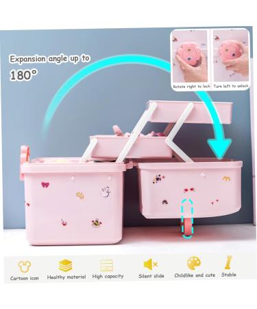 Hair Accessories Organiser Hair Clip Storage Hair Clip Organiser 3-Layer Box for Hair Accessories Storage 180 Unfold Kids Jewellery Box with Handle and DIY Stickers for Hairbands Hair Ties Clips - Buy Online on GoSupps.com