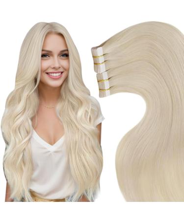 Laavoo invisible tape extensions real hair light blond real hair extensions remy human hair seamless real hair tape in extensions light blond 50g 20pcs 45cm #613 45cm-20PCs 2.4 #613