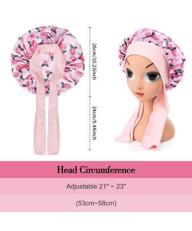 Arqumi Kids Satin Sleeping Bonnet 2-Pack - Pink+Purple Patterned Hair Bonnets for Children - Buy Online on GoSupps.com