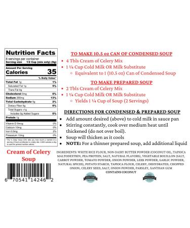 Moms Place Gluten Free & Dairy Free Cream of Celery Soup Mix  Equal to 2 Cans of Condensed Soup 2.4 oz 2.4 Ounce (Pack of 1) - Buy Online on GoSupps.com
