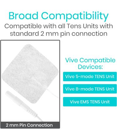 Vive Tens Unit Replacement Pads - 40 Pack Reusable Electrode Pads for Muscle Stimulation & Electrotherapy - Fits Most Devices - Buy Online on GoSupps.com