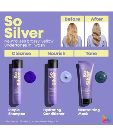 Matrix So Silver Conditioner 10.14 Fl Oz - Hydrating Treatment for Blonde & Silver Hair - Non-Color Depositing Formula for Color Treated or Bleached Hair - Nourishes Dry Brittle Strands - Packaging Varies - Buy Online on GoSupps.com