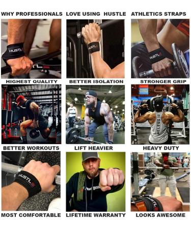 Hustle Lifting Wrist Straps for Weightlifting - Power Cotton Wraps with Silicone Grip - Deadlift Straps Dark Carbon - Buy Online on GoSupps.com