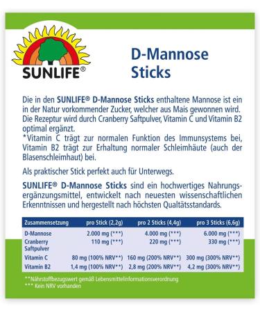 Sunlife D-Mannose Sticks - Fast-Acting Urinary Support | Shop Internationally - Buy Online on GoSupps.com