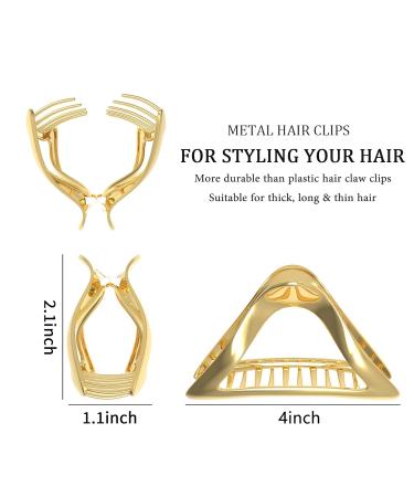 3 Pack 4in Hair Claw Clips for Thick, Thin & Long Hair - Stylish Hair Accessories for Women - Triangles Design in 3 Colors - Buy Online on GoSupps.com