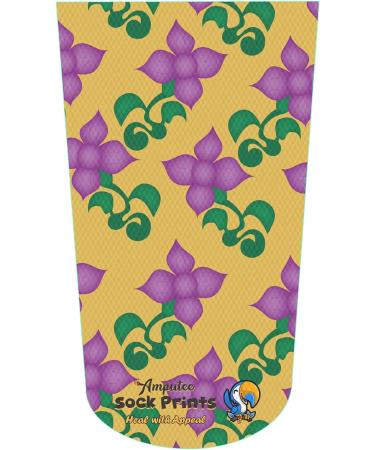Purple Geo Flowers Gold Background Amputee Stump Sock - 3 Ply V1 - Heal with Appeal - Buy Online on GoSupps.com