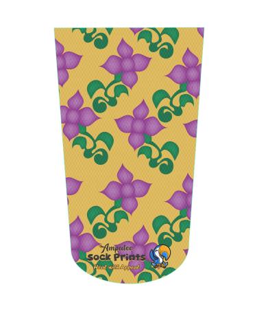 Heal with Appeal Amputee stump sock Purple Geo Flowers goldbgnd V1 3Ply stump sock