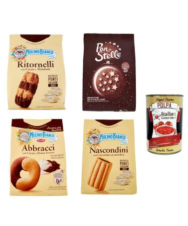 Italian Gourmet E.R. Mulino Bianco Cocoa Biscuits for a Delicious Breakfast - Cookies 3 x 700 g 1 x 600 g + Italian Gourmet Polpa 400 g