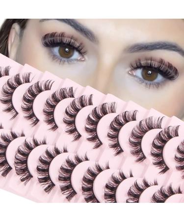 Parrarri artificial eyelashes russian fake lashes russian strip lashes d curl false eyelashes 10 pair curly cat eye lashes fluffy volume eyelashes 10s-SJ09-p - Buy Online on GoSupps.com