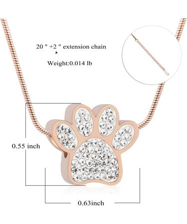 Paw Print Crystal Urn Necklace for Pet Ashes - Memorial Keepsake Jewelry for Pet Lovers - Buy Online on GoSupps.com