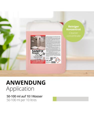 Buy Lorito Sanifix 10L Concentrate - Powerful Sanitary Cleaner & Limestone Remover for Shower Sink & Bathroom - Ideal for Ceramic Glass & Plastic - Buy Online on GoSupps.com