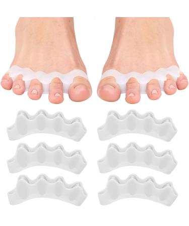 Toe Separators for Women 6 PCS Toe Separators for Bunions Toe Separators for Pedicure Toe Separators for Women's Shoes Toe Separators for Women's Socks Toe Separators for Overlapping Toes (White)