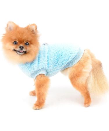 Smalllee Lucky Store Pets Sherpa Fleece Sweater Vest Turtleneck for Small Dogs & Cats - Warm Autumn Winter Clothing in Blue - Perfect for Yorkies & Chihuahuas - Buy Online on GoSupps.com