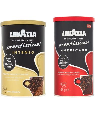 Lavazza Prontissimo Instant Coffee - Americano & Intenso 95g (1 tin each) - 2 Tins In Total - Buy Online on GoSupps.com