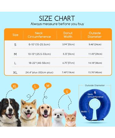 Nobleza Inflatable Dog Recovery Collar for Small Dogs and Cats - Blue, Adjustable 6-10inch (15-25.5cm) - Buy Online on GoSupps.com