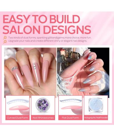 Modelones Poly Nail Gel Kit - 6 Colors Builder Gels Extension Gel Kit with Slip Solution - Professional All-in-One French Pink Set - Buy Online on GoSupps.com