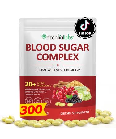 Moulis Blood Sugar Complex Supplement 300 Capsules All Natural with Cinnamon Bitter Melon Chromium Mulberry Alpha Lipoic Acid Non-GMO Blended Vitamin Mineral Supplements.