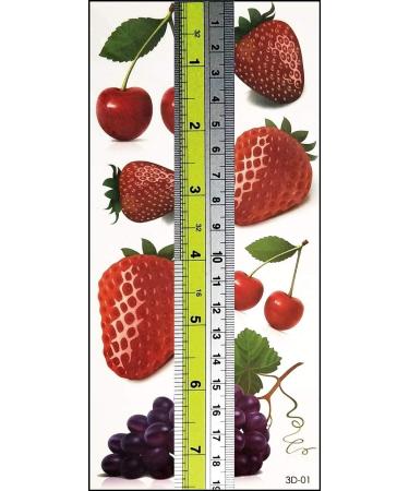 Sweet Summer Fruit Cartoon Temporary Tattoo for Men and Women - Red Cherry Grapes Strawberry Design (1 Sheet) - Buy Online on GoSupps.com