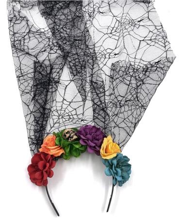amangul Halloween Long Veil Headband Day of The Dead Lace Flower Veil Hairband Cosplay Costume Headpiece for Women Hair Decors(Fg1404) - Buy Online on GoSupps.com