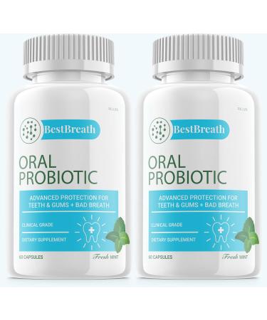(2 Pack) Best Breath Oral Probiotic Protection for Bad Mouth Breath Gums Teeth Pills (120 Capsules)