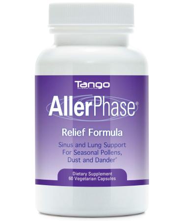 AllerPhase Natural Herbal Sinus and Lung Relief Supplement for Seasonal Respiratory Discomfort Caused by Pollens Dust and Dander (60 Vegetarian Capsules)
