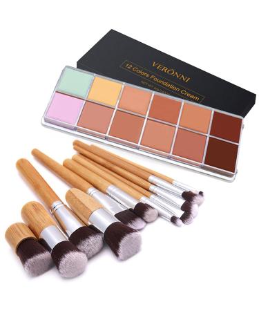Roseflower 12 Colors Foundation Concealer Palette + 11 Makeup Brushes - Professional Highlight & Contour Kit for All Skin Tones - Buy Online on GoSupps.com