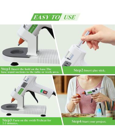MONVICT 40W Mini Hot Glue Gun Kit - Fine Tip, 30 Glue Sticks, Stand & Silicone Mat - DIY Crafts, Home School Projects - White - Buy Online on GoSupps.com