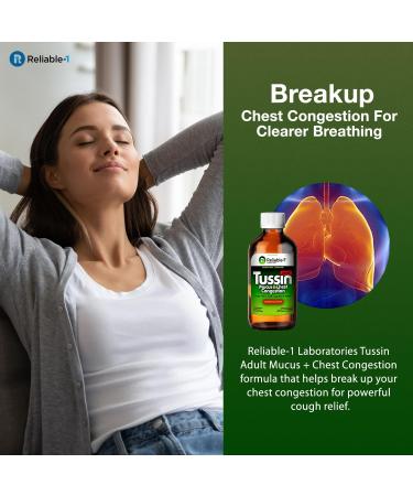 Reliable-1 Laboratories Tussin: Adult Strength Mucus & Chest Congestion Relief - Alcohol & Sugar Free Guaifenesin Liquid - Natural Cherry Flavor - Buy Online on GoSupps.com