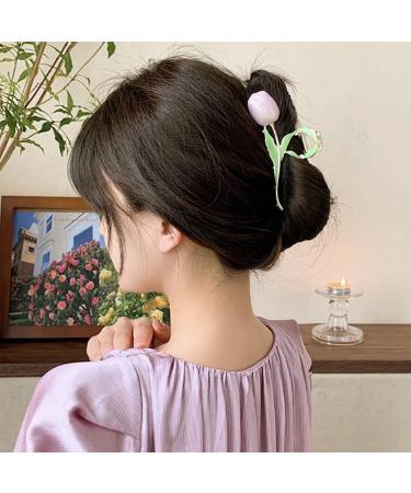 Large Purple Tulip Hair Claw Clip - Non-Slip Metal Hair Accessory for Thick and Thin Hair - Buy Online on GoSupps.com