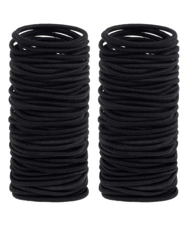 120 pcs Black Hair Elastic Ties for Thick and Curly No Metal Hair Ties Value Pack for Women Girls and Men (4mm)