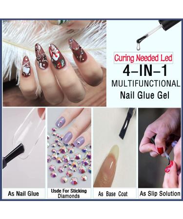 Super Strong 4-in-1 Nail Glue for Acrylic & Press On Nails | Long-Lasting UV Gel Formula | Brush-On & Curing Required | Nail Adhesive Bond & Base Coat - Buy Online on GoSupps.com