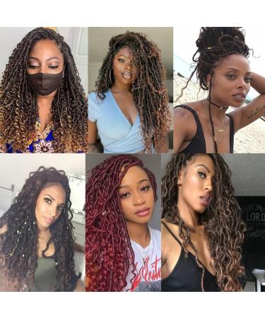 6 Packs Goddess Curly Locs Crochet Hair 14 Inch Faux Boho Hippie River Locs for Black Women - T1B/Gray - Buy Online on GoSupps.com