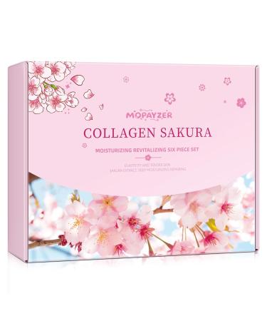 Collagen Sakura Skincare Gift Set, Cherry Blossom Skin Care Set for Teen Girls & Women, Moisturizing & Revitalizing Skin, 6Pcs Collagen Skin Care Routine Kits for Face, Korean Daily Skin Care 6PCS(Gift Box) Pink - Buy Online on GoSupps.com