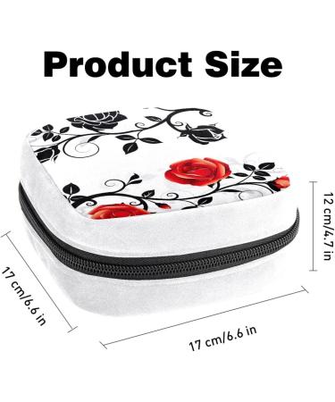 Menstrual Pad Bag with Zipper | Stylish Ladies Napkin Pouch & Tampons Collection Bag - Rose Ornament Design - Buy Online on GoSupps.com