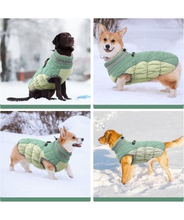 Kuoser Warmth Dog Coat - Windproof & Reflective Jacket for Small & Large Dogs | Winter Outdoor Zippered Design - XXL Green - Buy Online on GoSupps.com