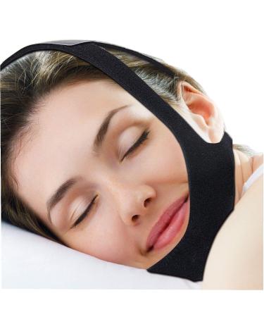 Snoring Reducing Chin Strap- Adjustable and Flexible with 2 Hook and Loop Connectors- Comfortable Anti-Snore Jaw Support for Better Sleep - Triangular Design (Black)