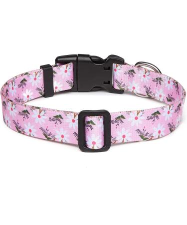 Shop Suredoo Adjustable Dog Collar - Soft Nylon for Small Medium Large Dogs & Cats - Pink White Flowers (S: 25-40 cm) - Buy Online on GoSupps.com