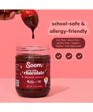 Soom Foods Dark Chocolate Sea Salt Tahini Spread 12oz (Pack of 2) - Silky Smooth Texture for Baking, Desserts, Hummus - Vegan, Nut-Free, Gluten-Free - Buy Online on GoSupps.com