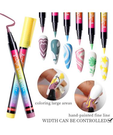 RoseFlower 12 Color 3D Nail Art Pens Set Acrylic Paint Pens Nail Art Painting Pen Nail Art Graffiti Pen Quick-drying Waterproof Nail Point Graffiti Dotting Pen for Nail DIY Dot Line Flower Pattern#2 - Buy Online on GoSupps.com