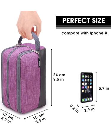 WANDF Toiletry Bag Water-Resistant Nylon Travel Wash Bag Lightweight Dopp Kit for Men and Women (A-Light Purple) - Buy Online on GoSupps.com