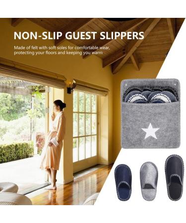 Fleece Felt Guest Slippers Set - 6 Pairs Non-Slip Washable Spa Slippers for Men | Ideal for Family & Hotel Travel - Buy Online on GoSupps.com