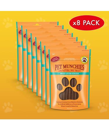 Pet Munchies 100% Natural Beef Liver Stick Dog Treats 90g 8 Pack - Buy Online on GoSupps.com