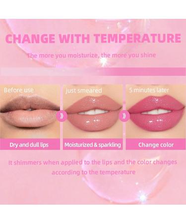 Color Changing Lip Oil - Moisturizing Lip Gloss Plumping Long-Lasting Non-Sticky Nourishing Lip Balm Glitter Finish - International Shipping Available - Buy Online on GoSupps.com