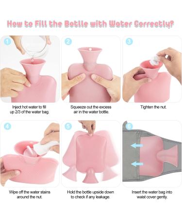 Yungden Heat Bottle Belts - 120cm Hot Water Bottle with Waist Cover | Cute Removable Design for Belly Hands Shoulders Back & Legs - Gray & Pink - Buy Online on GoSupps.com