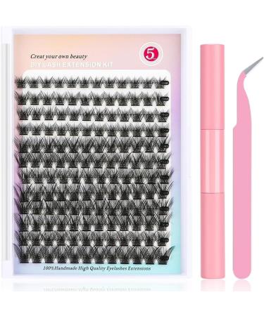 Rxuaw DIY Eyelash Extension Kit Lash Clusters 12 Rows Cluster Lashes with Glue and Tweezer for Lash Extension Beginners Outfit - Buy Online on GoSupps.com