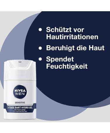 Buy Nivea Men Sensitive 3-Day Beard Hydro Gel - Soothing 50ml Moisture Cream for Men with Sensitive Skin - International Shipping Available - Buy Online on GoSupps.com