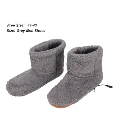 Heated Foot Warmers | USB Charging Plush Heat Shoes for Cold Winter | Soft & Relaxing Gray Electric Foot Warmth - Buy Online on GoSupps.com