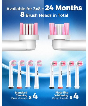 Rotating Electric Toothbrush for Adults with 8 Brush Heads (2 Types) 4 Modes Deep Clean Electric Toothbrush with Rechargeable Power and 2 Min Smart Timer Pink 2-pink - Buy Online on GoSupps.com