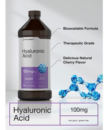 Hydrate & Nourish with Liquid Hyaluronic Acid Supplement | 100 mg | 16 oz | Cherry Flavor | Non-GMO & Gluten-Free | Horbaach - Buy Online on GoSupps.com