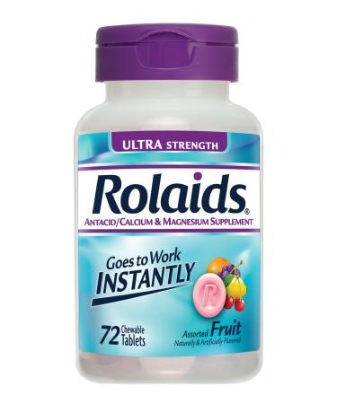 Rolaids Antacid Calcium & Magnesium Supplement Ultra Strength Tablets Fruit 72 ea